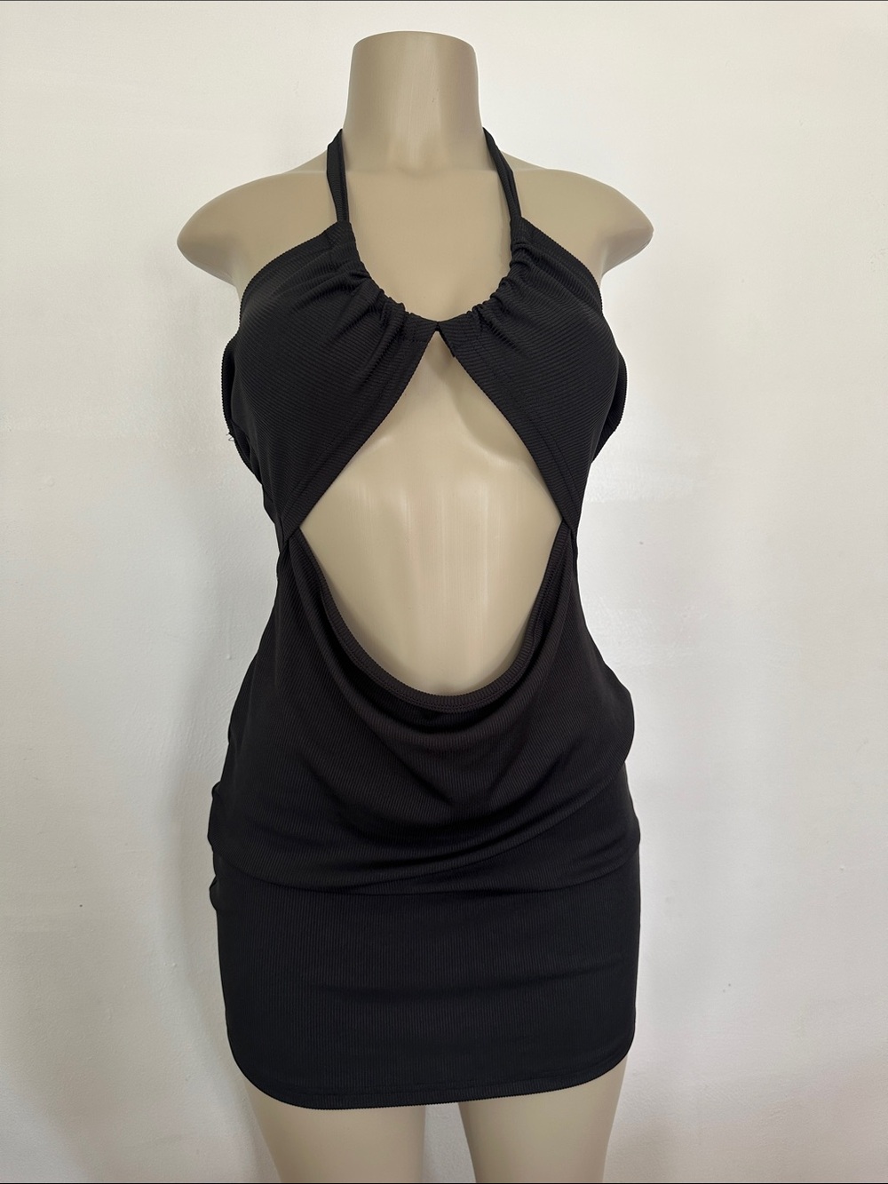 Black Cutout Halter Bodycon Dress